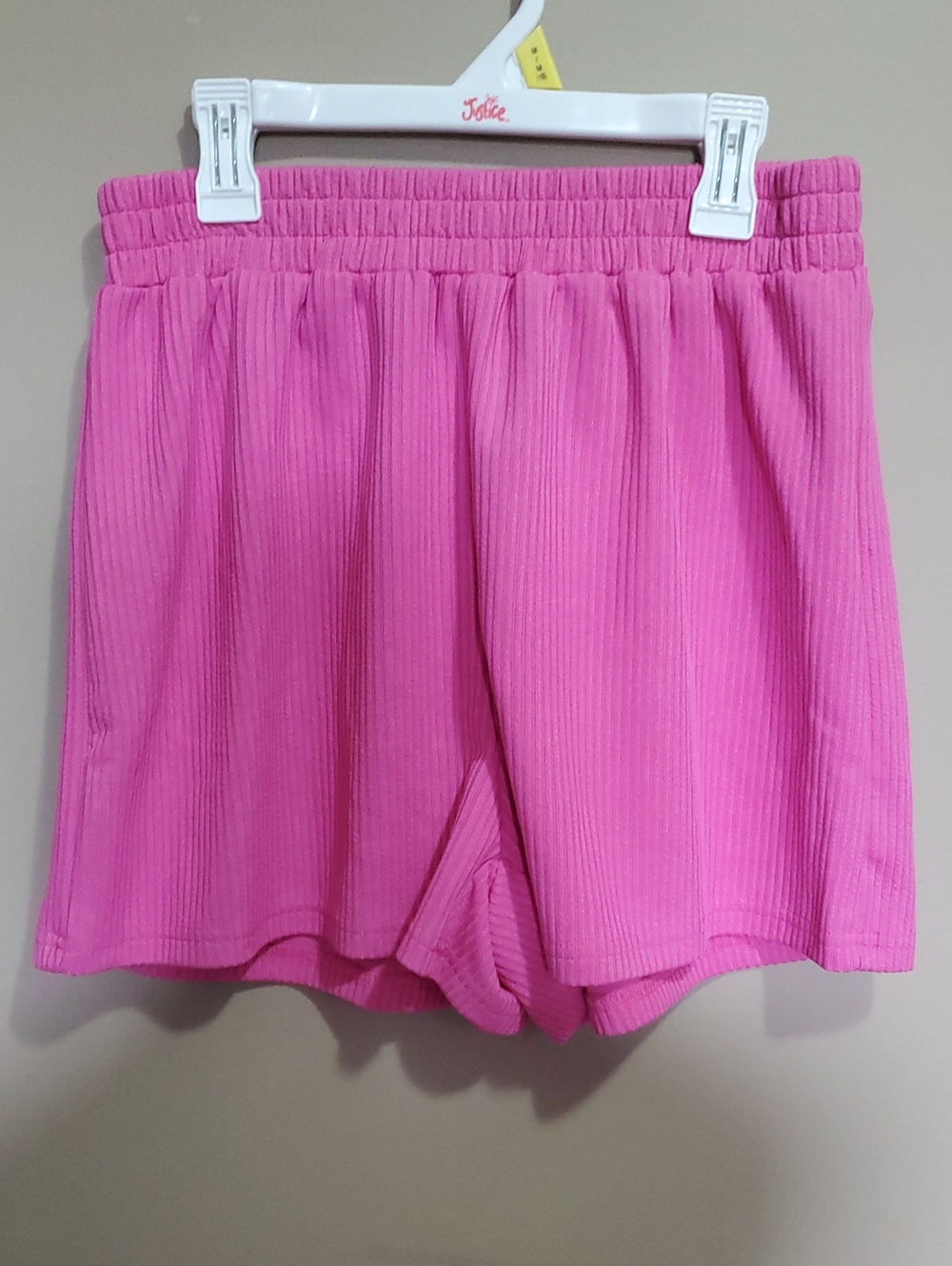 Shein Pink Ribbed Elastic-Waist Women's Shorts Size Small